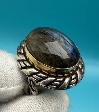 Carolyn Pollack/Relios Sterling Silver & 18k Gold Bezel Set Ring w/ Labradorite2