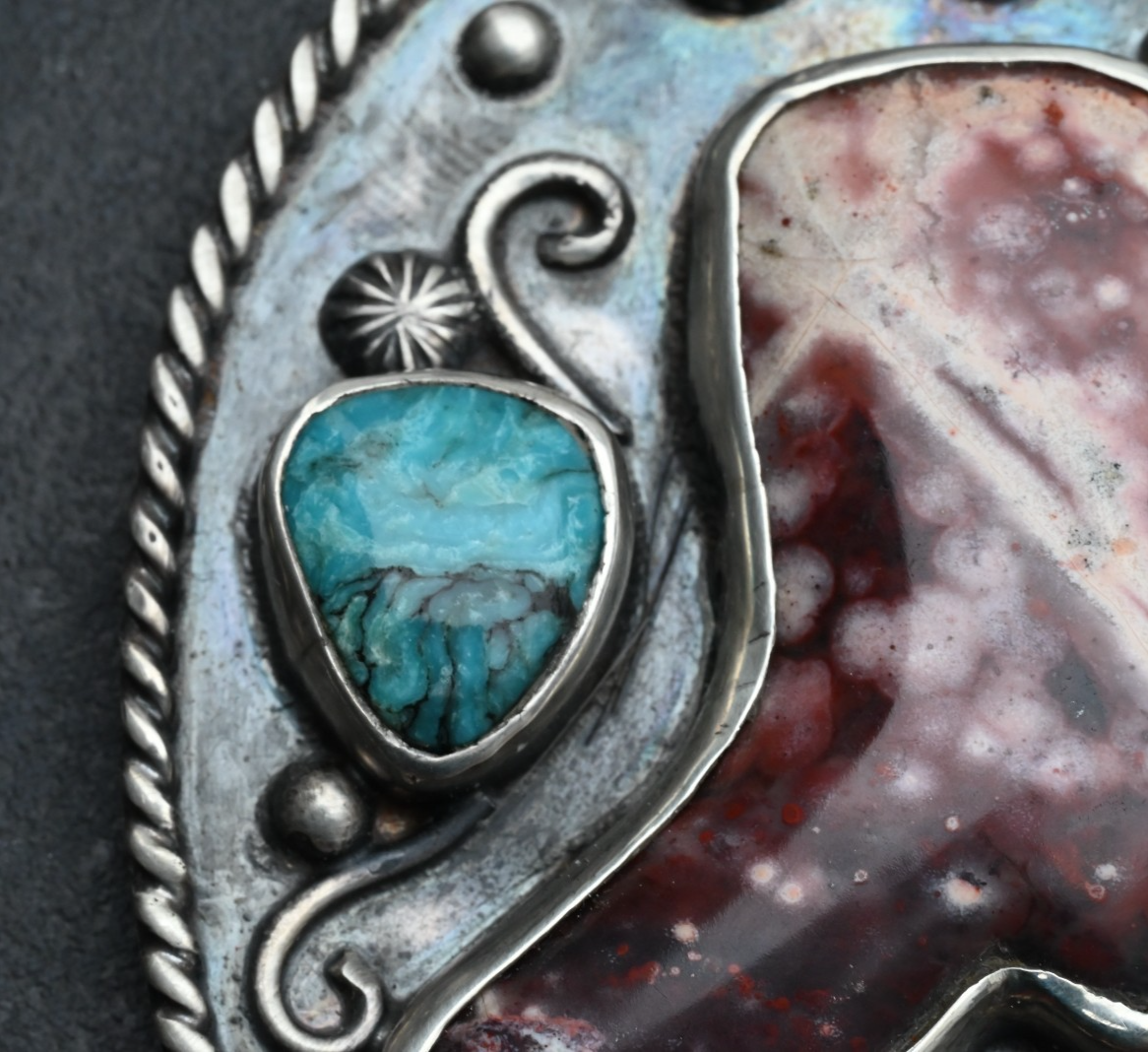 High Quality Sterling Silver Southwestern Pendant with Cowboy Jasper Boot5