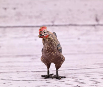 Wonderful Antique Austrian Vienna Cold Painted Bronze Figure of Brown Hen8