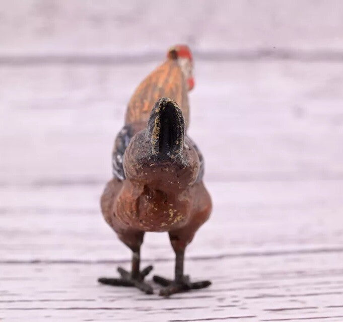 Wonderful Antique Austrian Vienna Cold Painted Bronze Figure of Brown Hen5