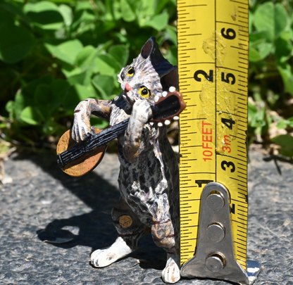Fritz Bergmann  Austrian Vienna Cold  Painted Bronze Musical Cat with Mandolin6