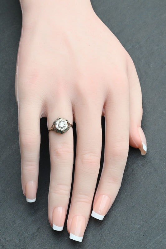 Gorgeous Antique Art Deco Period 14K White Gold Ring with .30 ct Natural Diamond1