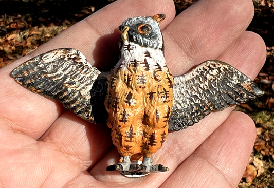Antique Austrian Vienna Cold Painted Bronze Figure of Owl0
