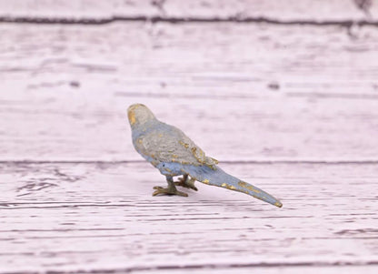 Lovely Antique Austrian Vienna Cold Painted Bronze Figure of Gray Blue Parakeet4