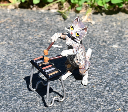 Fritz Bergmann  Austrian Vienna Cold  Painted Bronze Musical Cat with Xylophone1