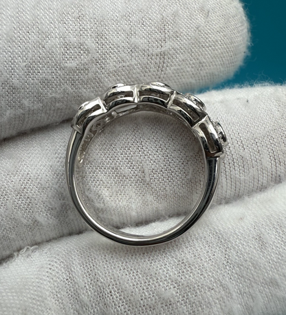 Vintage Marked Ritani Solid Sterling Silver 925 CZ Halo Tapered Band Ring5