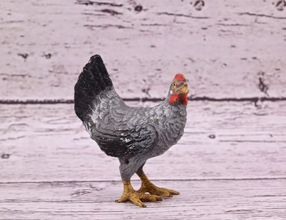 Wonderful Antique Austrian Vienna Cold Painted Bronze Figure of Black & Gray Hen4