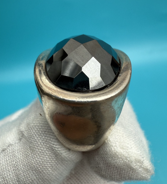 Vintage Robert Lee Morris Studio Sterling Silver Ring w/ Faceted Black Onyx 0