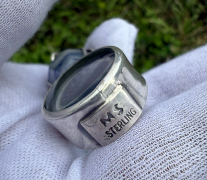 Signed MS Sterling Silver Southwest Jewelers Loupe W/ Blue Lapis Style4