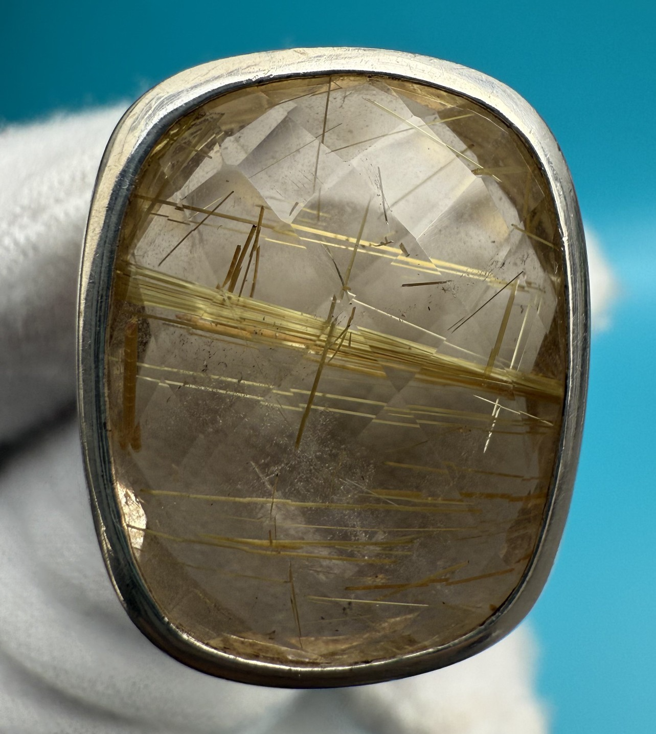 Amazing Sterling Silver w/ Faceted  Rhodolite Quartz Ring1