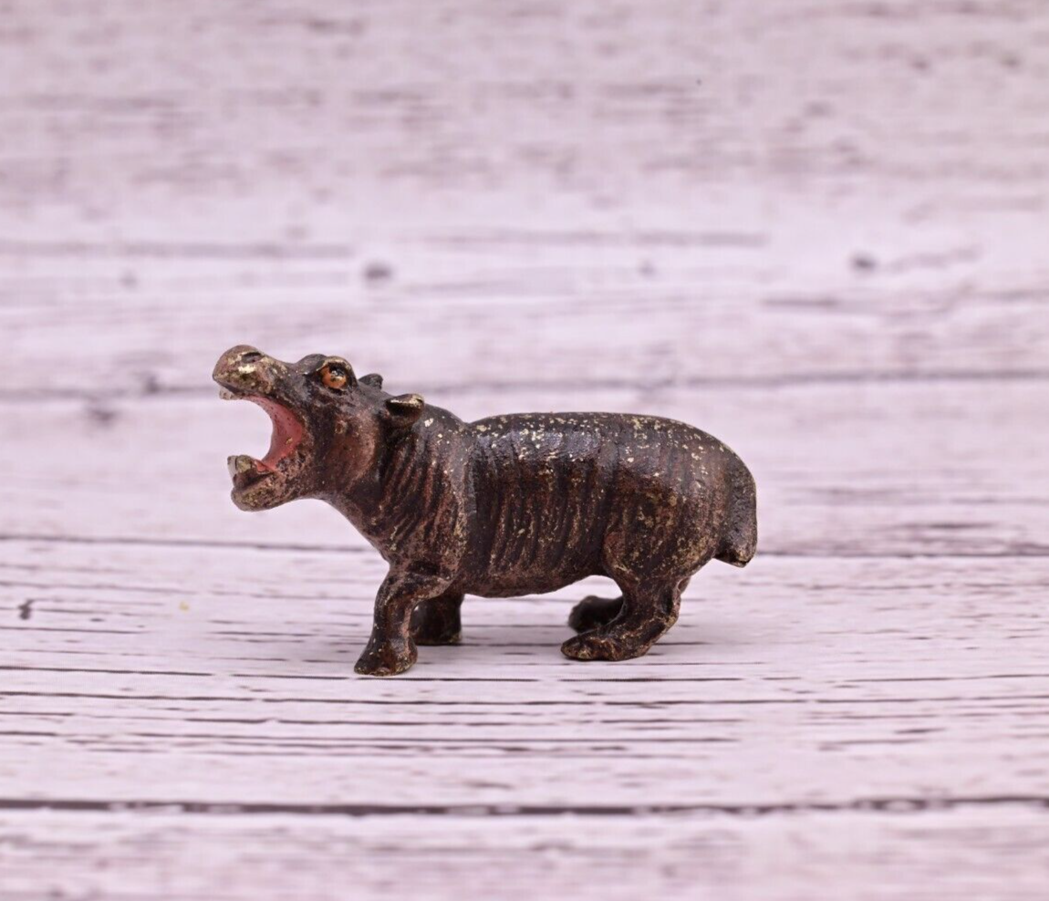 Life-Like Antique Austrian Vienna Cold Painted Bronze Figure of Hippopotamus3