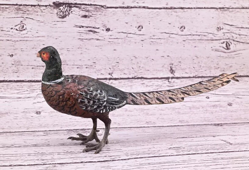 Antique Austrian Vienna Cold Painted Bronze Figure of Large Pheasant Bird7