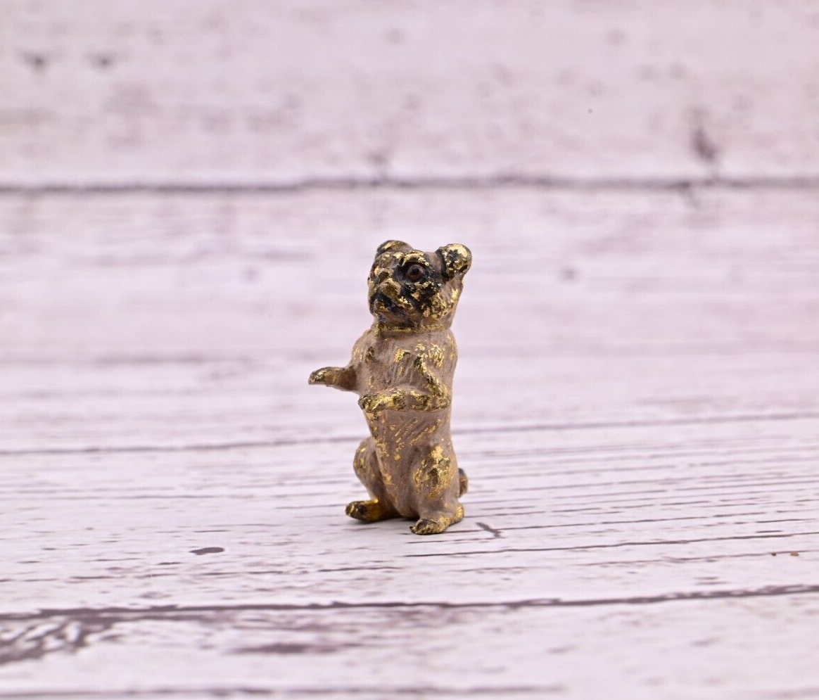 Amazing Antique Austrian Vienna Cold Painted Bronze Figure of Cute Small Pug5