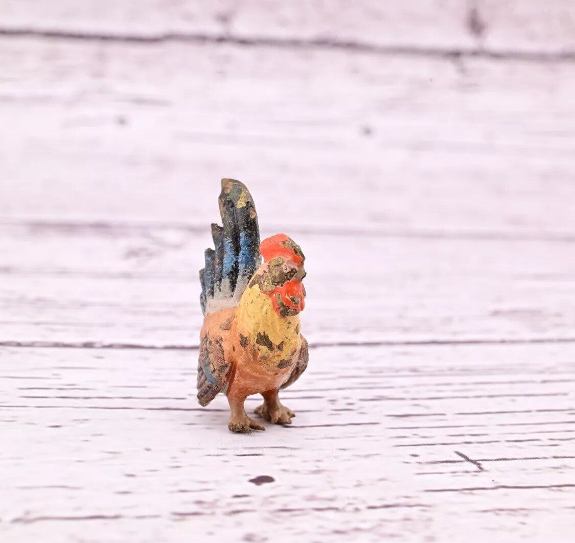Original & Beautiful Antique Austrian Vienna Cold Painted Bronze of Tiny Rooster9