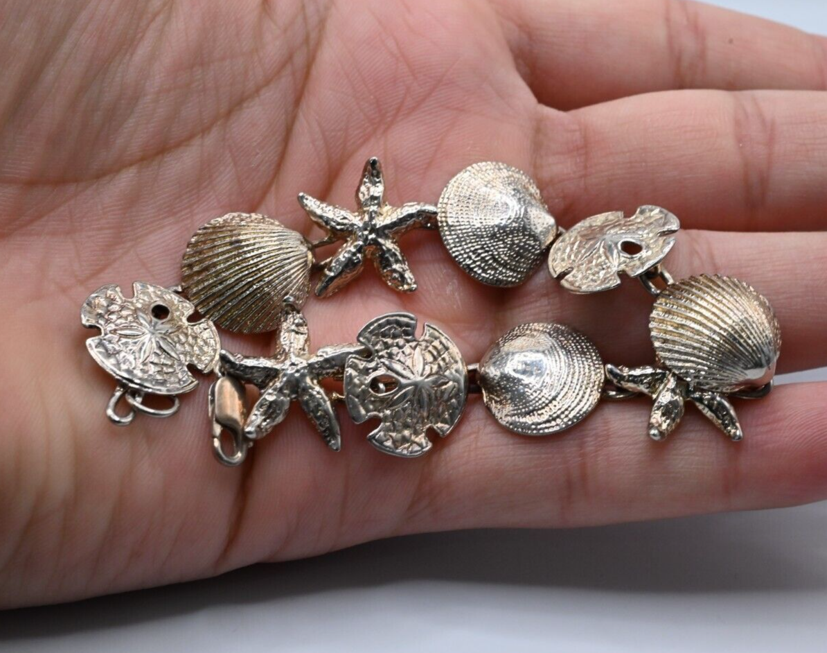 Super Beautiful Marine Sea Life Sterling Silver Charm / Link Bracelet0