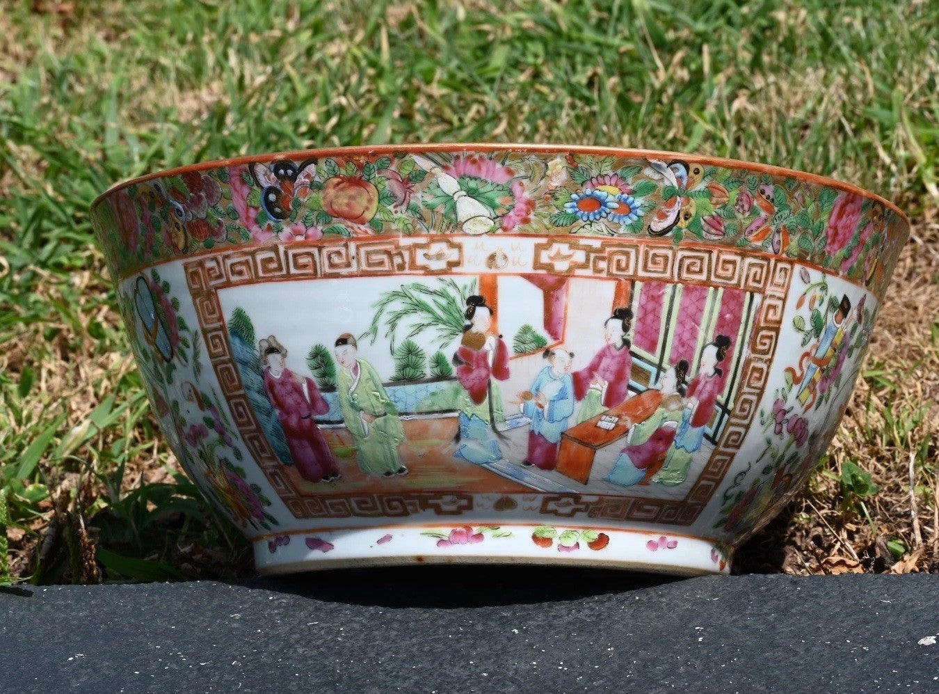 Genuine Chinese Antique 19th C. Hand Painted Rose Medallion Porcelain Punch Bowl18