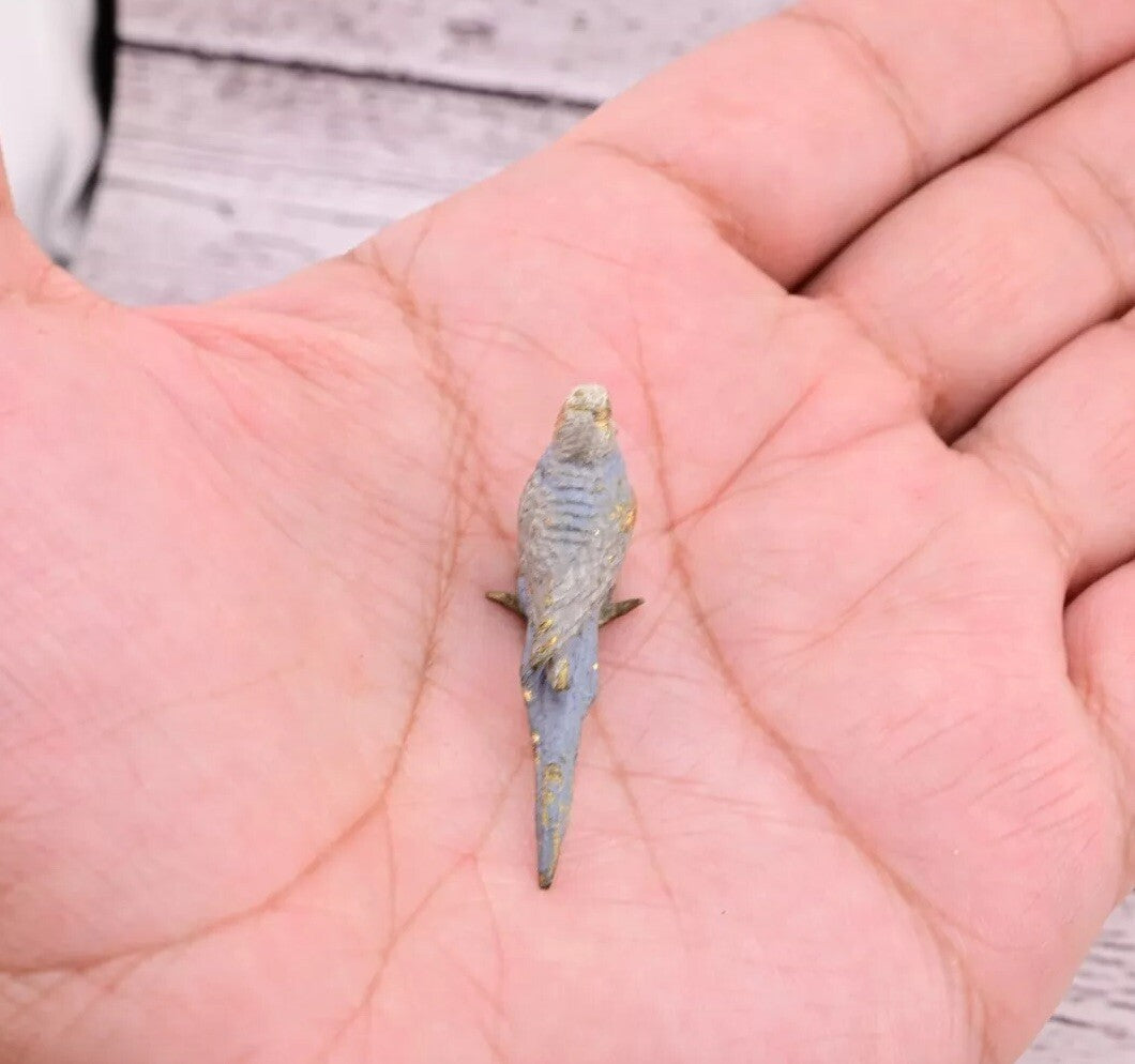 Lovely Antique Austrian Vienna Cold Painted Bronze Figure of Gray Blue Parakeet5
