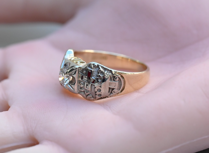 Awesome Vintage Two Tone 14k Gold Masonic Ring with .65 ct Round Diamond7