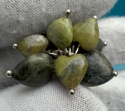 Lovely Sterling Silver Connemara Marble Dangling Hearts Ring3