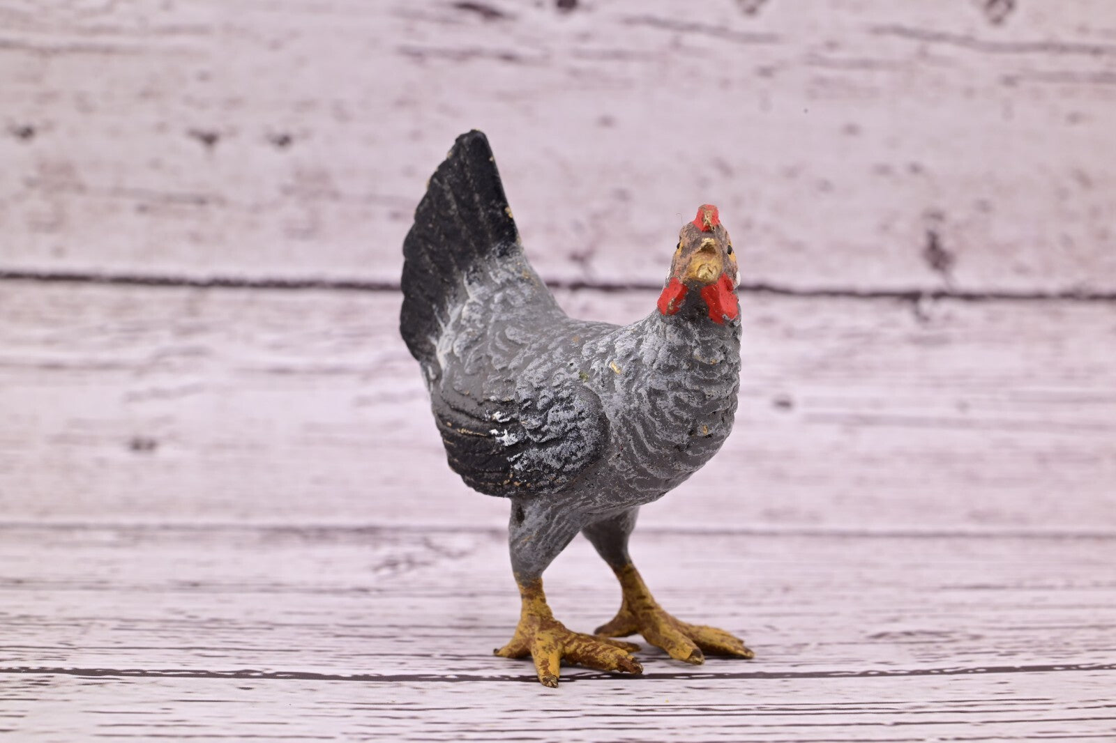 Wonderful Antique Austrian Vienna Cold Painted Bronze Figure of Black & Gray Hen13