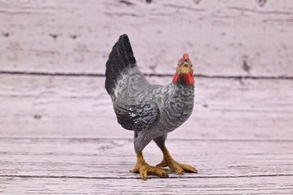 Wonderful Antique Austrian Vienna Cold Painted Bronze Figure of Black & Gray Hen13