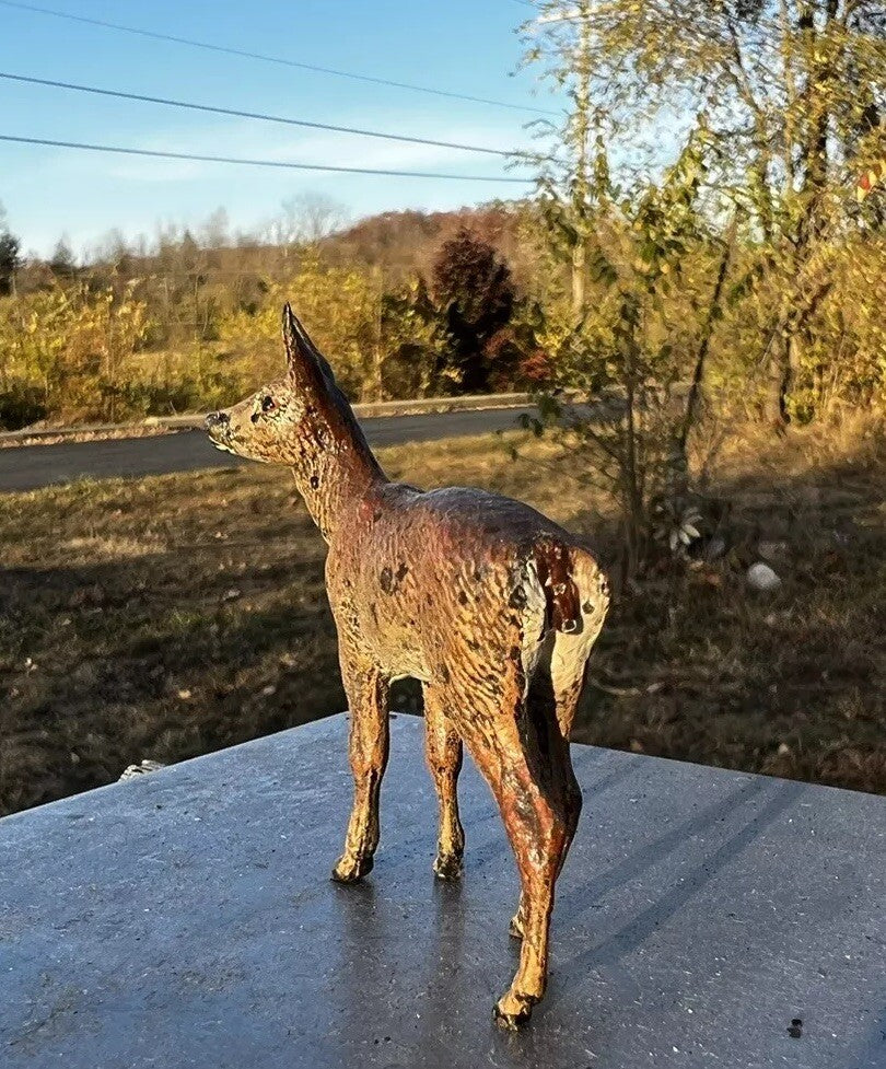 Antique Austrian Vienna Cold Painted Bronze Figure of Doe Deer7