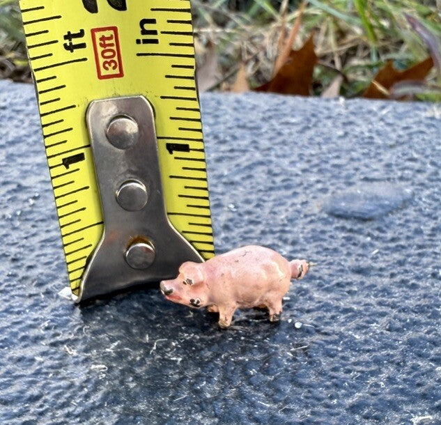Miniature Antique Austrian Vienna Cold Painted Bronze Figure of Pink Pig4