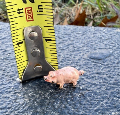 Miniature Antique Austrian Vienna Cold Painted Bronze Figure of Pink Pig4