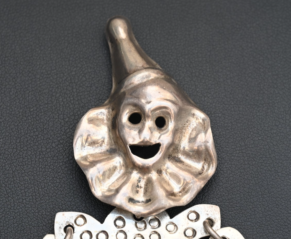 Fun Vintage Taxco Mexico 925 Sterling Silver Articulated Clown Brooch Pin1