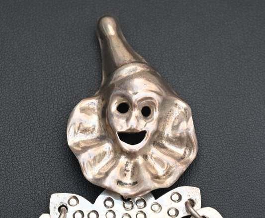Fun Vintage Taxco Mexico 925 Sterling Silver Articulated Clown Brooch Pin1