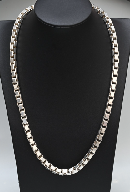Heavy Unisex Italian Sterling Silver 22" L  7 mm Box / Rolo Link Chain Necklace0