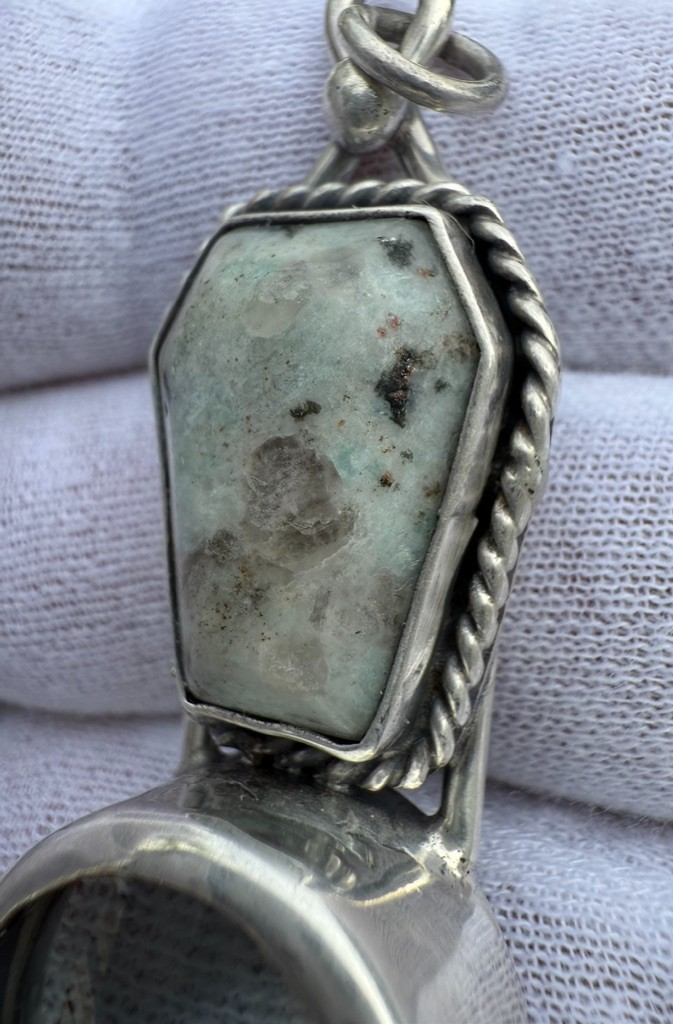 Signed MS Sterling Silver Southwest Jewelers Loupe W/ Hardstone1