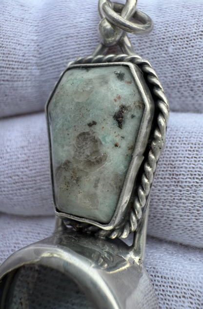 Signed MS Sterling Silver Southwest Jewelers Loupe W/ Hardstone1