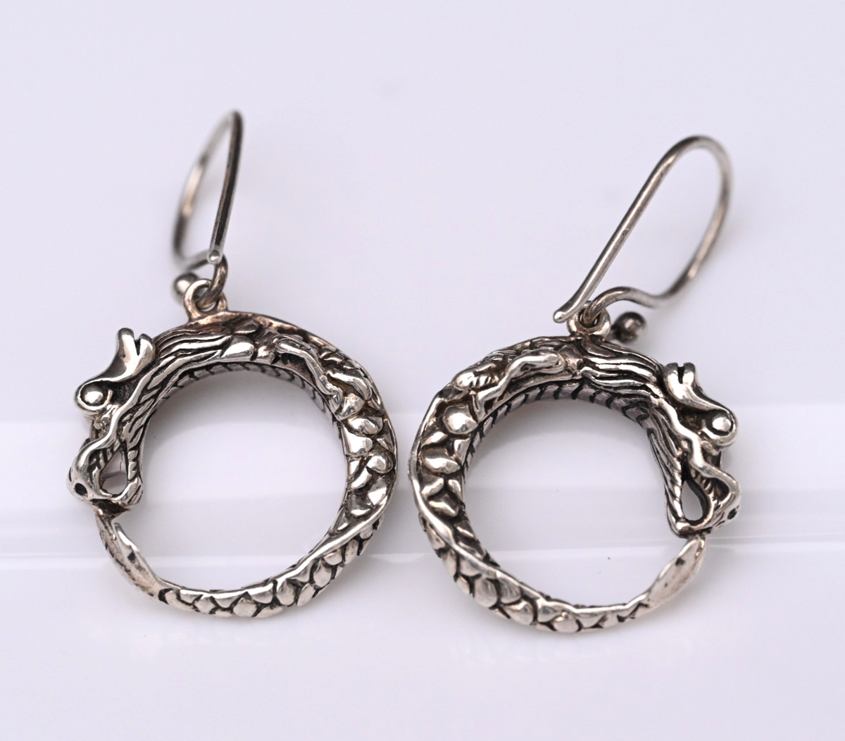 Vintage Pair of John Hardy Sterling Silver Naga Dragon Dangle Drop Earrings2