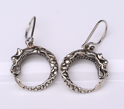 Vintage Pair of John Hardy Sterling Silver Naga Dragon Dangle Drop Earrings2