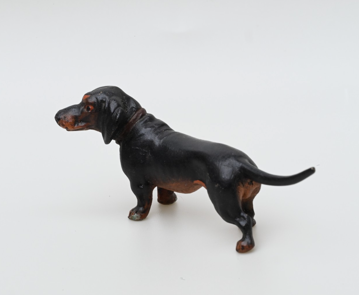 Gorgeous Antique Austrian Vienna Cold Painted Bronze Figure of Dachshund Dog5