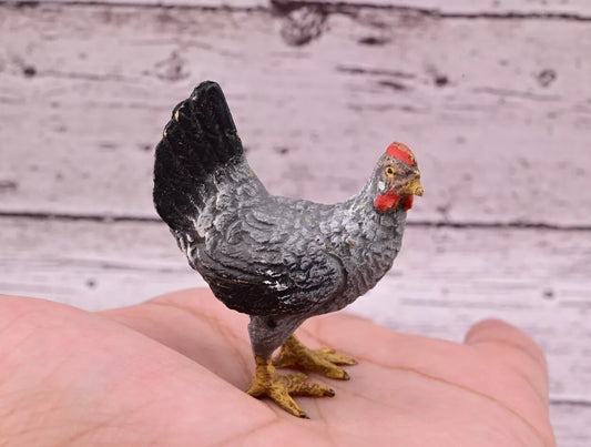 Wonderful Antique Austrian Vienna Cold Painted Bronze Figure of Black & Gray Hen0