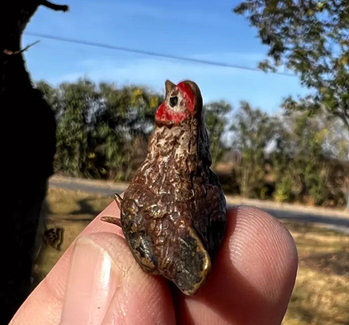 Antique Austrian Vienna Cold Painted Bronze Figure of Brown Miniature Hen6