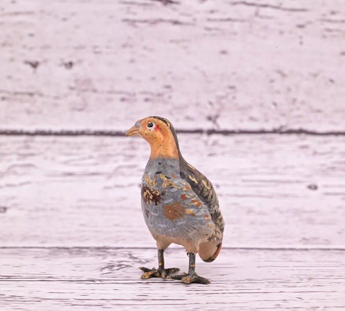 Rare Antique Austrian Vienna Cold Painted Bronze Figure of Partridge Game Bird0