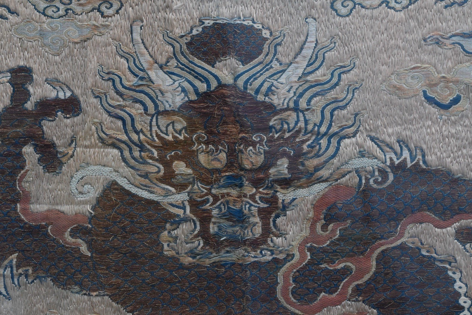 Stunning Glass Framed Ming - Early Qing Dynasty Silk Altar Panel W/ Dragons2