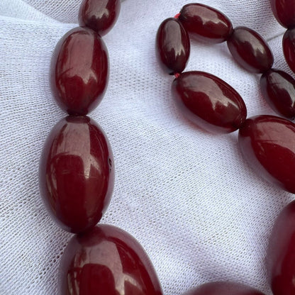 Antique Cherry Amber Beaded Necklace 42 Grams4