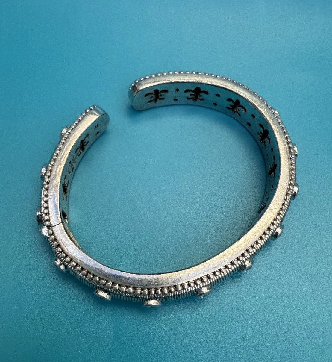 Amazing Vintage Judith Ripka Sterling Silver Hinged Cuff Bracelet 8