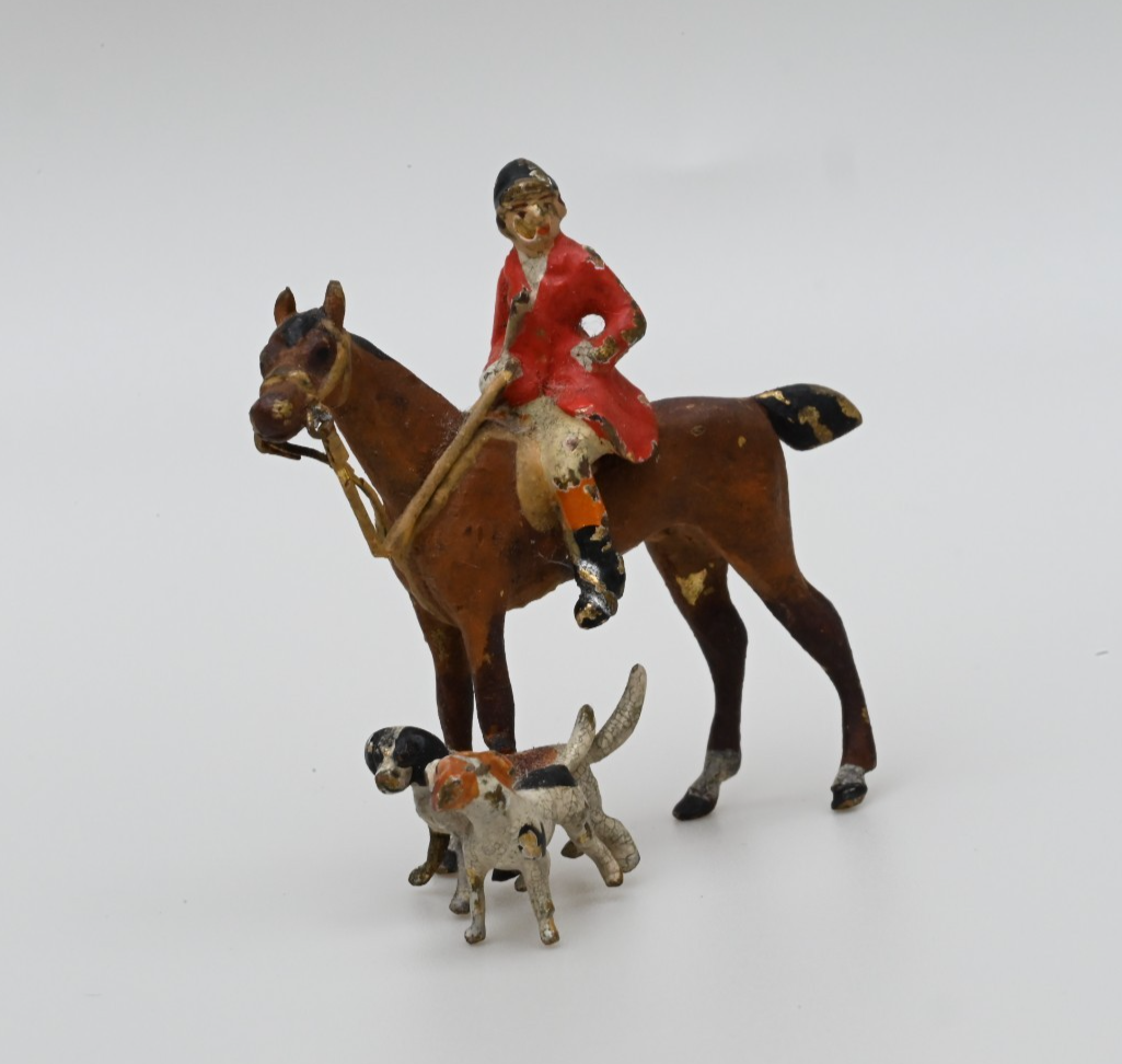 Miniature Antique Austrian Vienna Cold Painted Bronze Fox Hunt Figural Group0