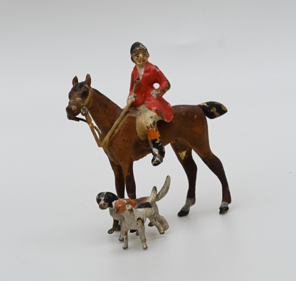 Miniature Antique Austrian Vienna Cold Painted Bronze Fox Hunt Figural Group0