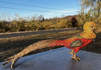 Antique Austrian Vienna Cold Painted Bronze Figure of Golden Pheasant Bird0