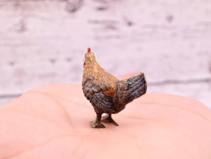 Well Detailed Antique Austrian Vienna Cold Painted Bronze Figure of Small Hen3