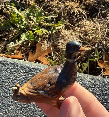 Lovely Antique Austrian Vienna Cold Painted Bronze Figure of Miniature Duck3