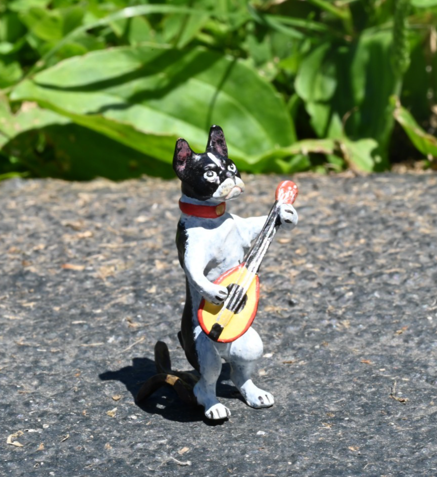Austrian Vienna Cold Painted Bronze Figure of Boston Terrier Playing Mandolin5