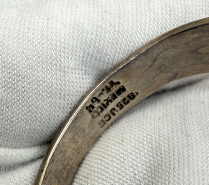 Vintage Sterling Silver Taxco Cuff Bracelet with Turquoise Inlay4