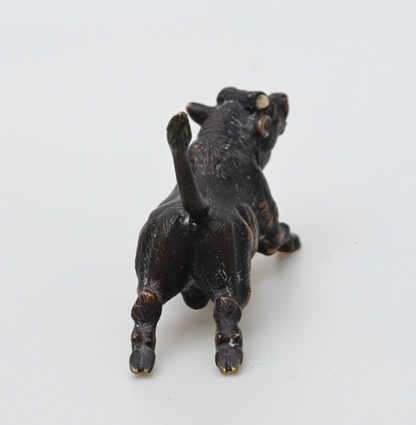 Original Antique Austrian Vienna Cold Painted Bronze Figure Running Black Bull6